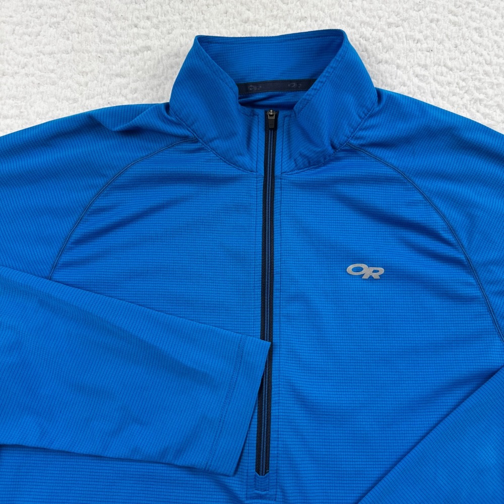 Outdoor Research Sweater Men's Large Blue Echo Long Sleeve Zip Tee Lightweight